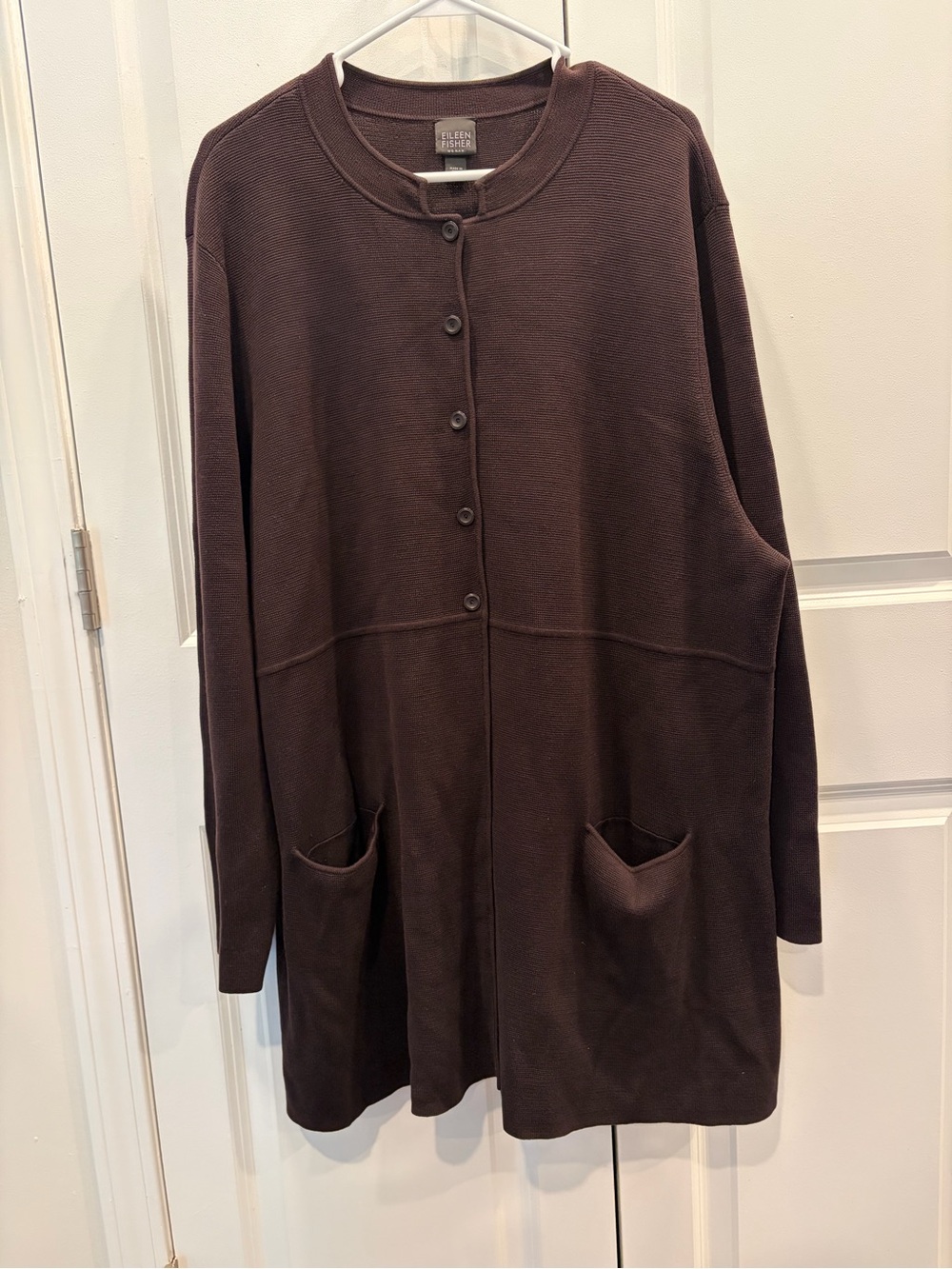 Eileen Fisher Silk Cotton Mandarin Collar Cardigan